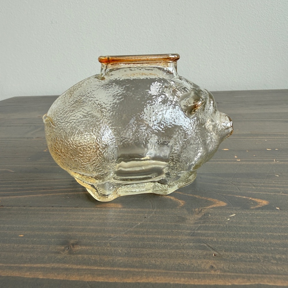 Vintage Anchor Hocking pressed glass piggy bank